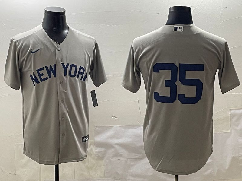 Men New York Yankees #35 No Name Grey Game 2025 Nike MLB Jersey style 316